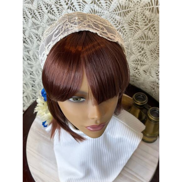 Vintage Bridal White Lace Calot Hat - Picture 2 of 9